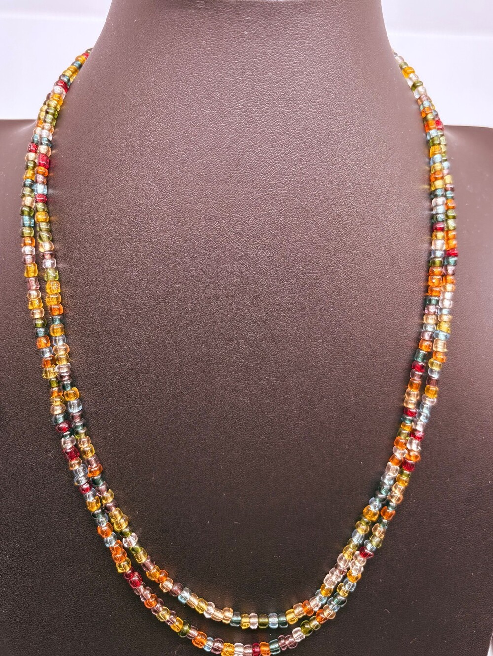 Artisan Multicolor Beaded Hoop Earrings and Layered Necklace Set - Women Jewelry - Picture 3 of 9